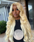 Real Hd 613 13x6 Lace Front Wig Human Hair Pre Plucked Bleached Knots 200% Density 0.10mm Ultra-Thin Invisible Lace Blonde Wig Human Hair Body Wave For Women 28 Inch