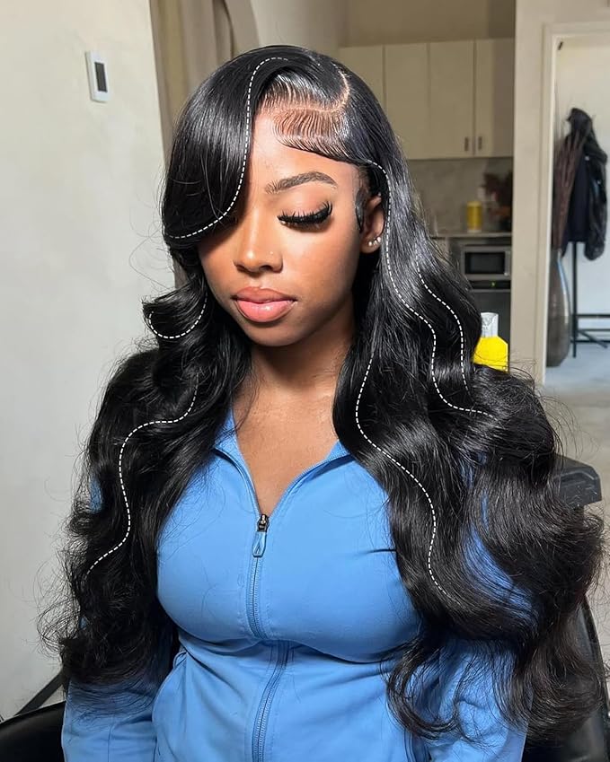 13x6 Body Wave Lace Front Wigs Human Hair Pre Plucked 180 Density HD Transparent Lace Frontal Wigs Human Hair for Women Glueless Wigs No Synthetic Blend Triple Lifespan 3X 26Inch