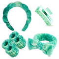 7 Pcs Spa Set, Facial Headband and Wristband Set, Skincare Accessories, College Style Girl Idea Gifts, Hair Accessories for Women and Girls (Tie Dye Green