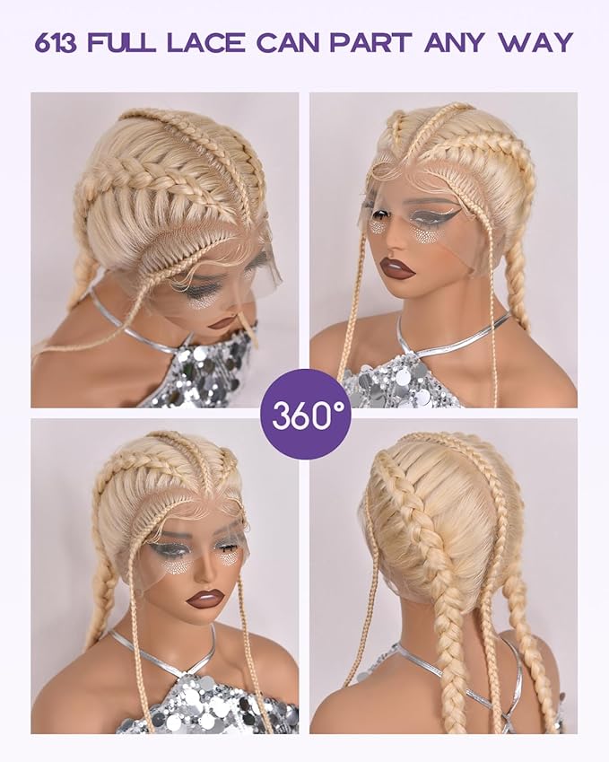 Real Full Lace Human Hair Wigs 613 Lace Front Wig Human Hair 180 Density Body Wave HD Full Lace Blonde Wig Plucked Bleached Knots Breathable Full Scalp Wig for Women 22Inch