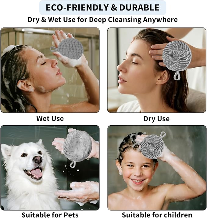 Larger Silicone Body Scrubber&Scalp Massager Hair Growth (Grey)