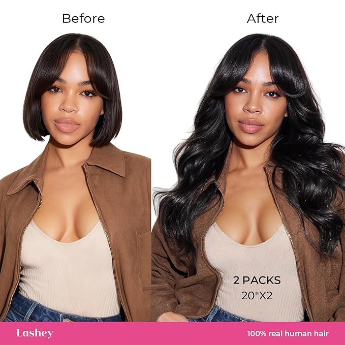 Lashey Seamless Clip in Hair Extensions Remy Human Hair Extensions, 110g 7pcs Body Wave Natural Black Clip in Hair Extensions 100% Real Soft Human Hair Natural Black Human Hair Extensions 14 Inch
