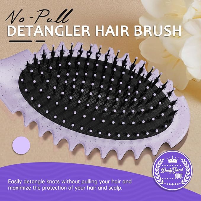 Curly Hair Brush Set,Curl Defining Brush for Curly Hair,Trident Handle Design,Detangling & Shaping & Defining Curls for Women and Girls,Wet or Dry Hair(Purple)