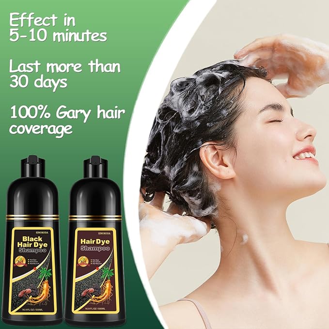 Natural Dark Wine Red Hair Dye Shampoo, 3 IN 1 Burgundy Hair Dye Shampoo, Wine Red Hair Nourishing & Dyeing for Men Women Colors in Minutes, Instant Red Hair Dye for All Hair Types（Dark wine red）