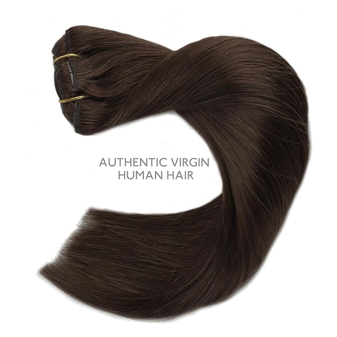 WENNALIFE Clip in Hair Extensions Real Human Hair, 24 Inch 160g 7pcs Chocolate Brown Remy Hair Straight Natural Extensiones De Cabello Humano Con Clip Ins