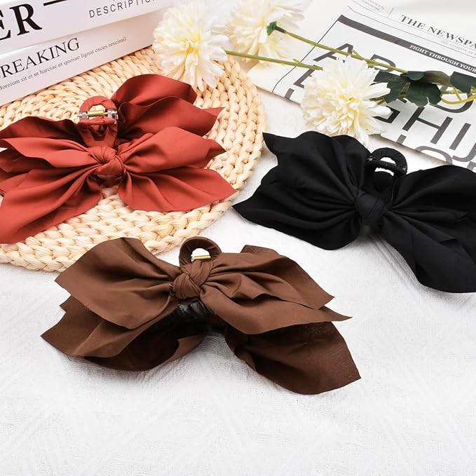 Bow Claw Clips Hair Clips Big Hair Bows for Women Butterfly Styling Large Hair Clips for Thick Hair for Girls Hair Accessories for Teen 3PC Christmas Valentine