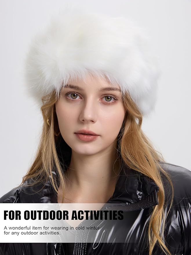 Faux Fur Headband for Women Elastic Fuzzy Thick Earmuffs Winter Headwrap Ear Muffs Furry Ear Warmers Cold Weather (Red)