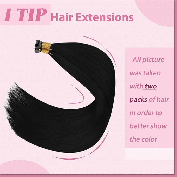 YoungSee I Tip Hair Extensions Human Hair Black 18 Inch Itip Human Hair Extensions Black I Tip Extensions Cold Fusion Itips Hair Extensions Human Hair Keratin Tip Extensions for Everyday Wear 60s 50g