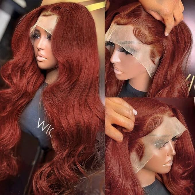 32 Inch Ginger Wig Human Hair 13X4 HD Transparent Lace Front Wigs Human Hair Pre Plucked with Baby Hair Chestnut Brown #33 Human Hair Wigs For Women