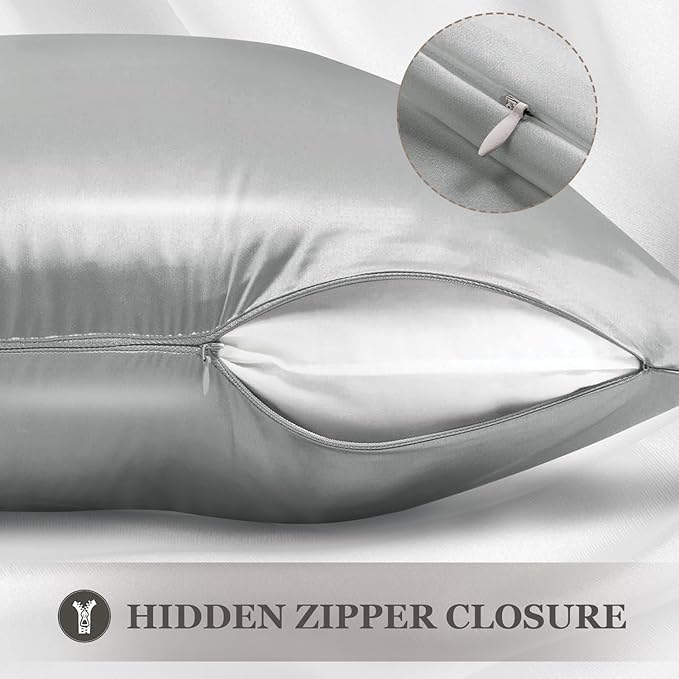 Adubor 100% Silk Pillowcase - Mulberry Silk Pillow Cases, 23 Momme 6A Grade Fibers, Silk Pillow Case for Hair and Skin Health, with Hidden Zipper (Queen 20''x30'', Dark Gray, 1PC)