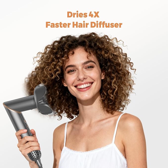 6 in 1 Hair Dryer Brush, Powerful Blow Dryer Brush Air Curler Air Curling Wrap Styler, Blow Dryer Diffuser Ionic Hot Air Brush Fast Dry, Straight,Curl, Blow dryers Brush for Hair, Travel Bag 100-120V