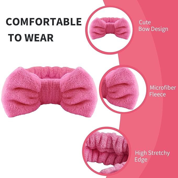 WSYUB Spa Headband and Wrist Bands for Makeup & Face Wash, 1 Set, Watermelon red