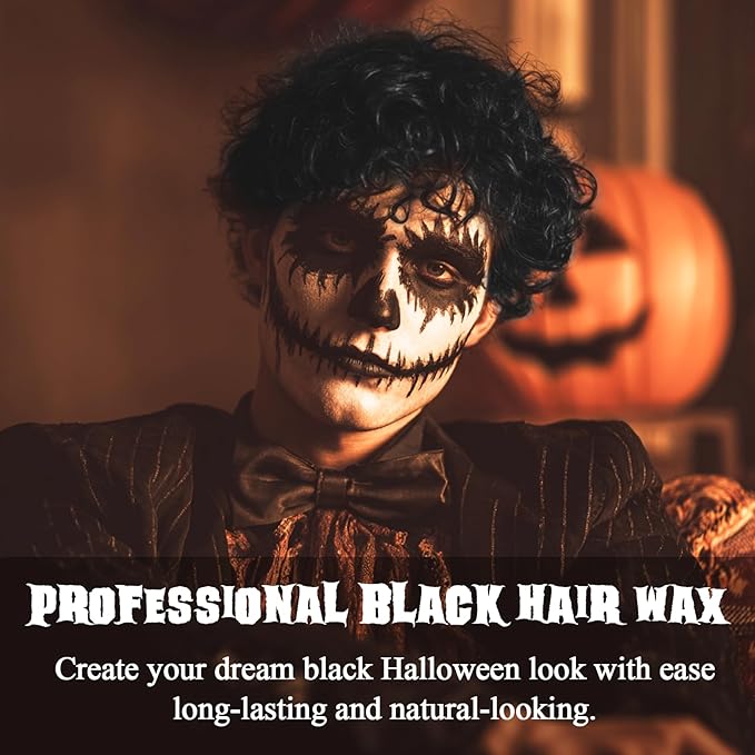 VOLLUCK Temporary Hair Clay Pomades 4.23 oz, Natural Hair Dye Material Disposable Hair Styling Clay Ash for Cosplay. Halloween, Party (Jet Black)