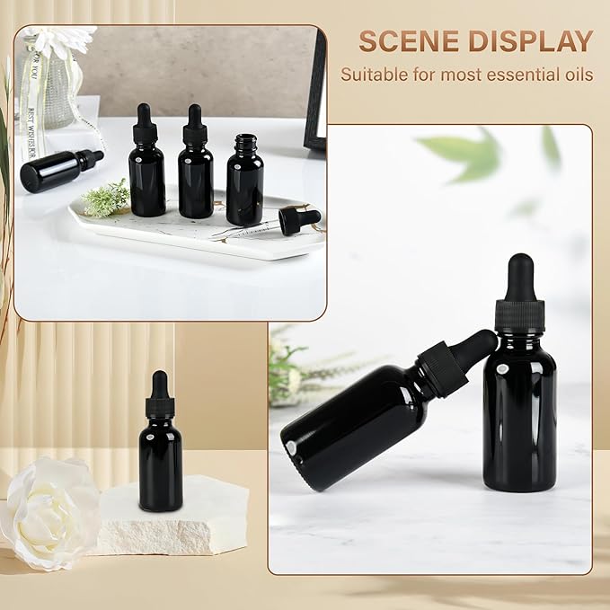 12 Pcs, 2oz Black Glass Eye Dropper Bottle, Tincture Bottles with Leak-Proof Design, Stronger Suction, for All Kinds of Mixed Liquids
