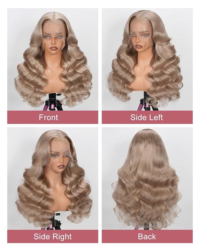 Alididi Ash Blonde Wig Human Hair 180% Density Milk Tea Ash Blonde Wig 13x6 Body Wave Hd Thin Lace Front Wigs Human Hair Full And Thicker Pre Plucked Pre Cut Natural Hairline With Baby Hair 28 inch
