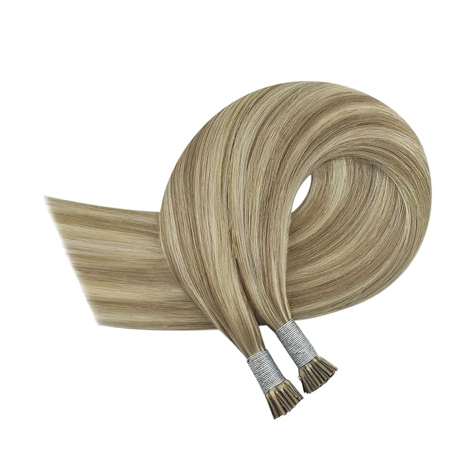 YoungSee Itip Hair Extensions Brown Highlight I Tip Hair Extensions Human Hair Light Brown Highlight I Tips Hair Extension 18In 60s 50g Hair Extensions I-Tip Remy Human Hair