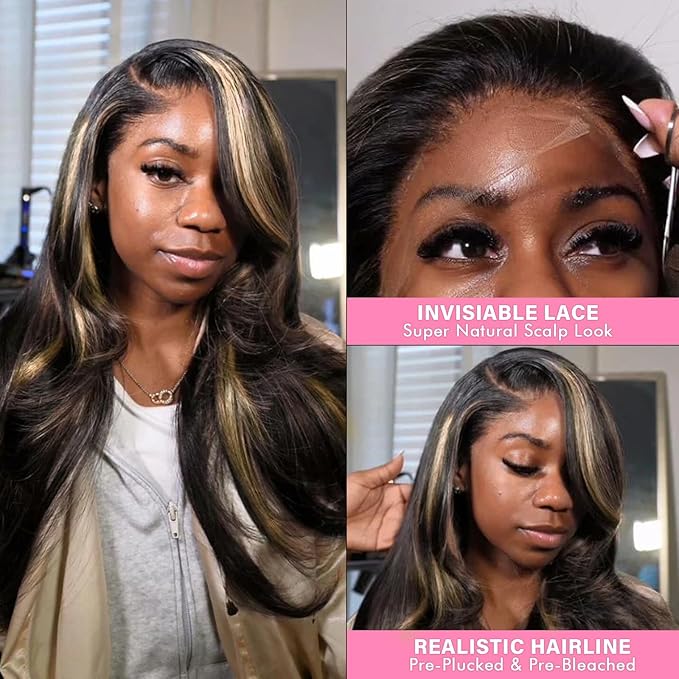 WOWANGEL 13x6 HD Lace Front Wigs Human Hair Body Wave Pre Plucked SKINLIKE 0.1mm Extremely Thin Real HD Lace Front Wigs 250% Density Glueless Human Hair Wigs for Women 18 Inch