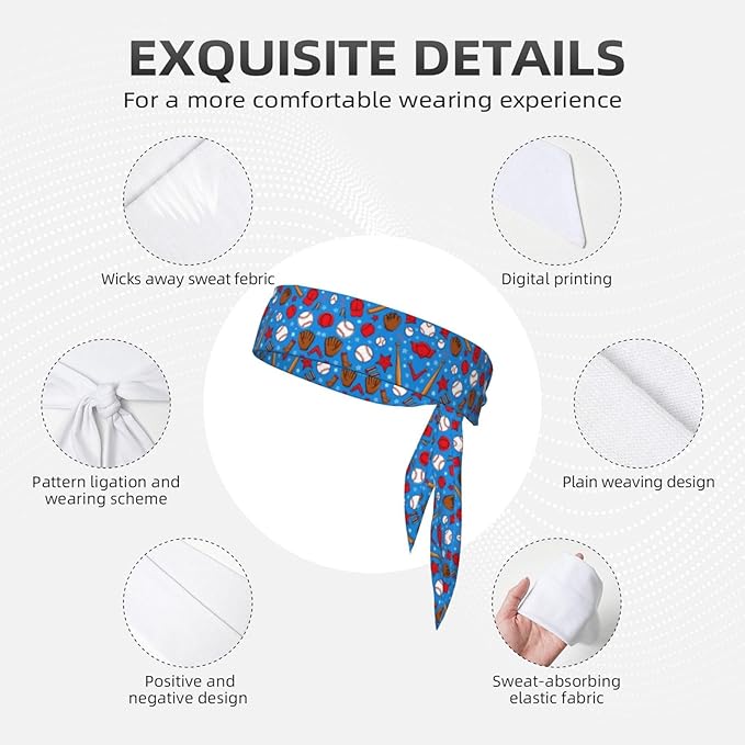 Men Women Novelty Sports Sweat Bands Hair Accessories for Sports Workout Shower, Elastic Multi Style Baseball Sports Hair Band Headdress