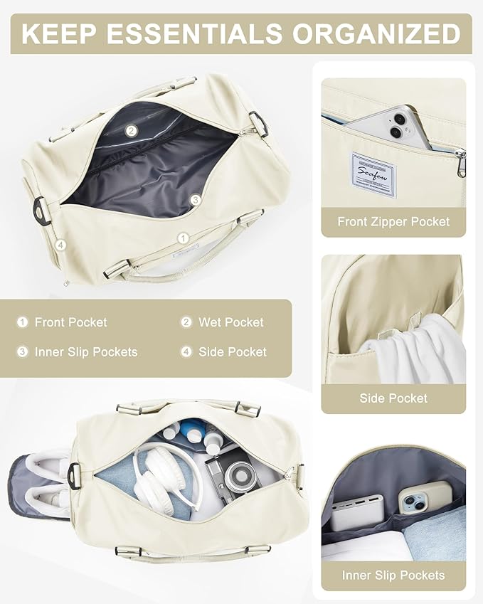 Gym Bag Womens,Travel Duffel Carry on Bag Sport Tote Bag Weekend Overnight Bag