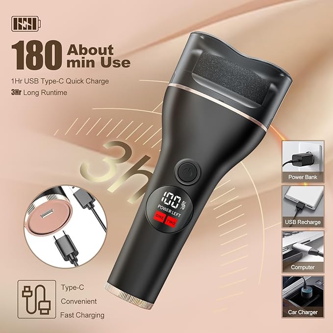 Electric Callus Remover for Feet with 17 in 1 Pedicure Kit, Rechargeable Waterproof Foot File Professional Foot Care Tools, Portable Callus Remover Kit to Remove Dead Skin Hard Skin Dry Cracks(Black)