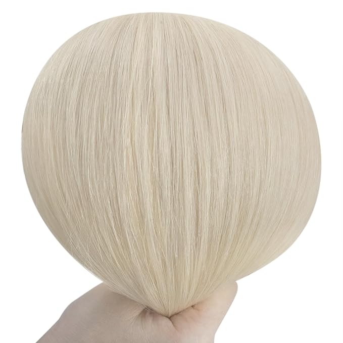 YoungSee 150G Clip in Human Hair Extensions Blonde Clip Hair Extensions Real Human Hair Platinum Blonde Add Length Remy Hair Clip on Extension Long Straight Hair Extension for Women 24Inch 7Pcs