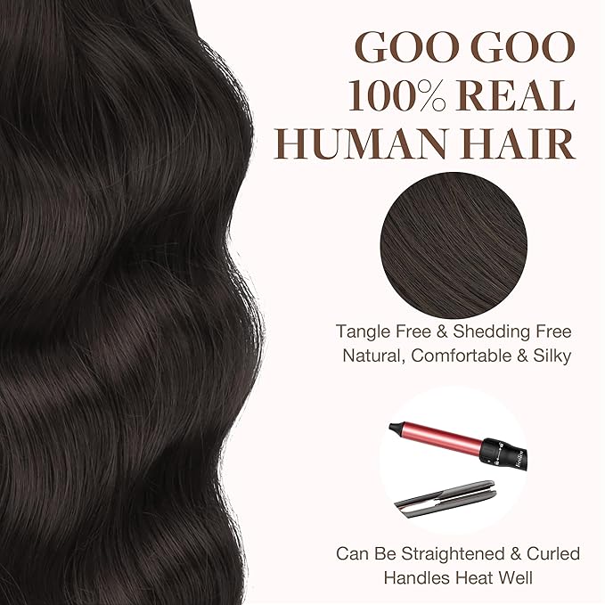 GOO GOO Tape in Hair Extensions Human Hair, 2A Light Brown, 22inch 50g 20pcs, Skin Weft Seamless Invisible, Silky Straight with Thick Ends, Remy Human Hair
