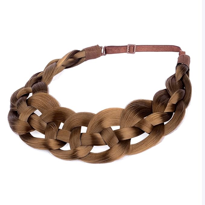 DIGUAN Hollow out Synthetic Hair Braided Headband Hairpiece Women Girl Beauty accessory for Women (Medium Brown)