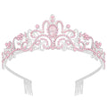 Didder Pink Opal Tiara Crowns for Women Girls, Princess Crown with Combs Tiaras for Women Girls Wedding Crowns for Brides Headband Prom Birthday Gift Halloween Costumes Hair Accessories