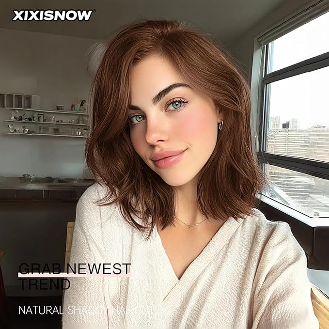 2 Pcs Short Clip In Hair Extensions 8 Inch Heat Resistant Easy Hair Pieces Thick Synthetic Hair Extensions Clip in Adding Extra Volume Hairs Volumizer for Women With Thin & Fine Ginger Brown