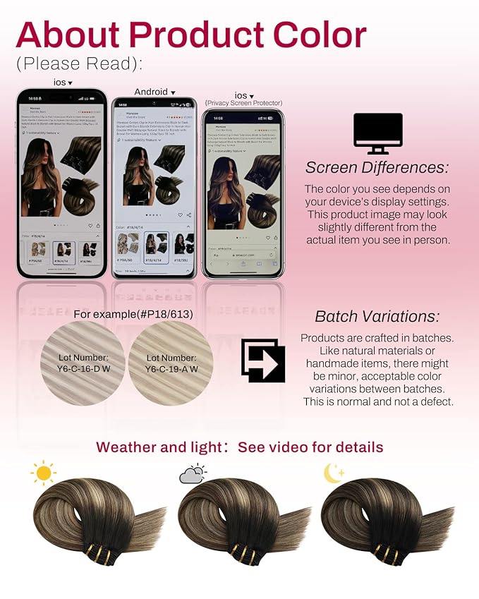 Moresoo Clip in Human Hair Extensions Balayage Straight Double Weft Human Hair Clip in Extensions Ombre Off Black Fading to Brown Mixed Dark Golden Blonde 7pcs/150g 20inch