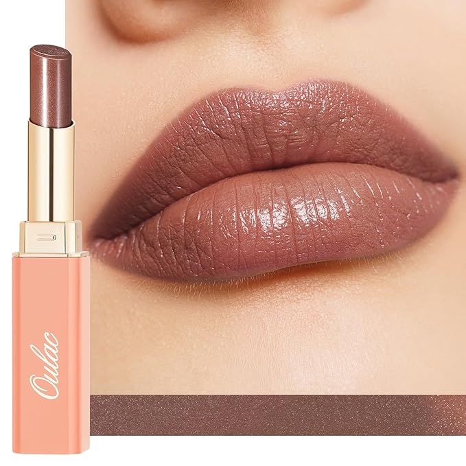 Oulac Moisturizing Shine Brown Red Lipstick for Women - 2 in 1 Glossy Brown Tinted Lip Balm, Hydrating Winter Lipstick for Dry Lips,Shine Juicy Finish Vegan 2.2g/0.07oz (03)