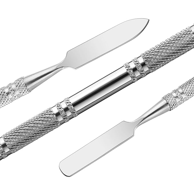 5Pcs Makeup Spatula tool metal Set Professional Beauty Stainless Steel Cosmetics Mixer Long Metal Spatula Depotting Mixing Tool (#1+#2)