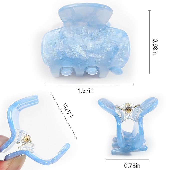 10-Pack Cute Small Acrylic Hair Claw Clips for Women & Girls - Jaw Clips for Fine Thin Hair, Half-Up Clip