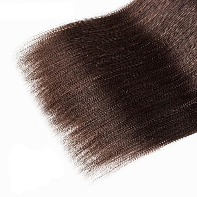 Brown Straight Bundles Human Hair Color 4 Bundle Brazilian Virgin Soft and Silky Remy Hair 3 Bundles 14 16 18 Inch Niegmeag Double Weft Color 4 Straight Bundle Hair Weave 150g