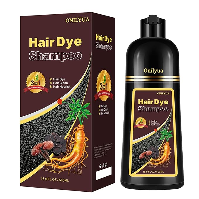 Natural Chestnut Brown Hair Dye Shampoo, 3-IN-1 Hair Color Shampoo for Men Women, Brown Hair Dye Colors in Minutes for All Hair Types 16.9 Fl Oz (Chestnut brown)