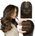 WORLDSTAR Hair Topper for Women Real Human Hair 360°3D Coverage Hairpieces Hand-stitched, No Bangs,75g,6 * 7 Inch Base,16 Inch #4 Medium Brown with Top Extension for Thinning Hair (tp#4-16)