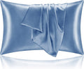 BEDELITE Satin Pillowcase for Hair and Skin, Super Soft and Cooling Similar to Silk Pillow Cases 2 Pack with Envelope Closure, Gift for Women Men(20"x26" Standard Size, Airy Blue)