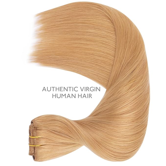 WENNALIFE Clip in Hair Extensions Real Human Hair, 16 Inch 150g 9pcs Human Hair Extensions Clip In, Strawberry Blonde Hair Extensions Clip In Real Hair Coloured Remy Human Hair Extensions