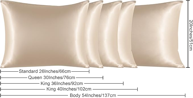 NTBAY 2 Pack Satin King Pillowcases for Hair and Skin, Luxurious and Silky Pillow Cases with Envelope Closure, 20x36 Inches, Taupe
