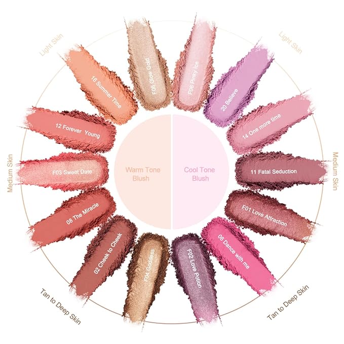 Oulac Shimmer Blush Cheek| 2 in 1 Powdery Blush & Highlighter | Pigmented&Blendable | Shape & Highlight Face| Vegan & Cruelty-Free | 4.8g F01 Love Attraction