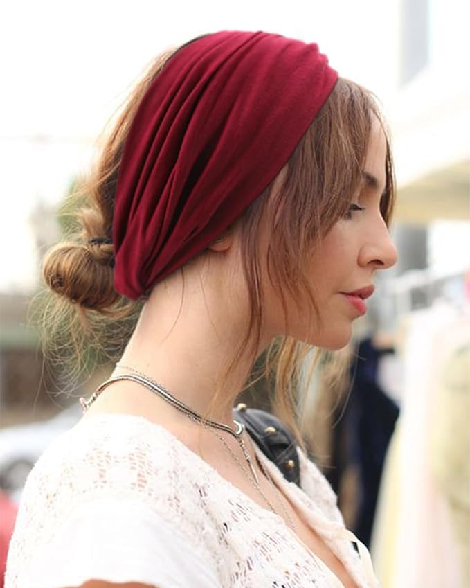 DRESHOW 8 Pcs Women's African Wide Headbands Turban Vintage Wrap Sport Workout Hair Accessories