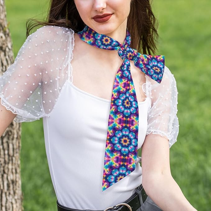Headband Hair Band for Women Girls Lady, Colorful Tie Dye Art Fashion Neck Scarf Running Athletic Shower Sweat Band Headbands Long Make Up Wrap Hand Decor