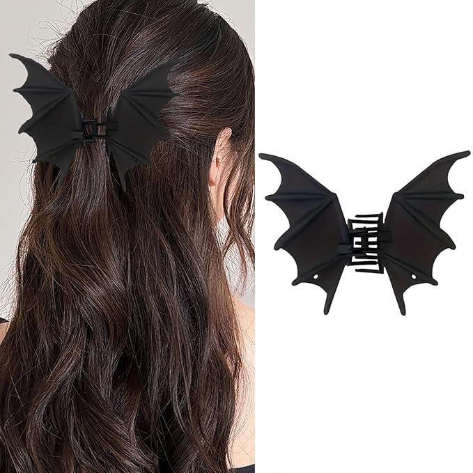Halloween Hair Clip for Women for Thick Hair Black Bat Wing Metal Claw Clips Gothic Accessories Cute Matte Barrettes for Styling Accessories Halloween Party Favors Christmas Supplies