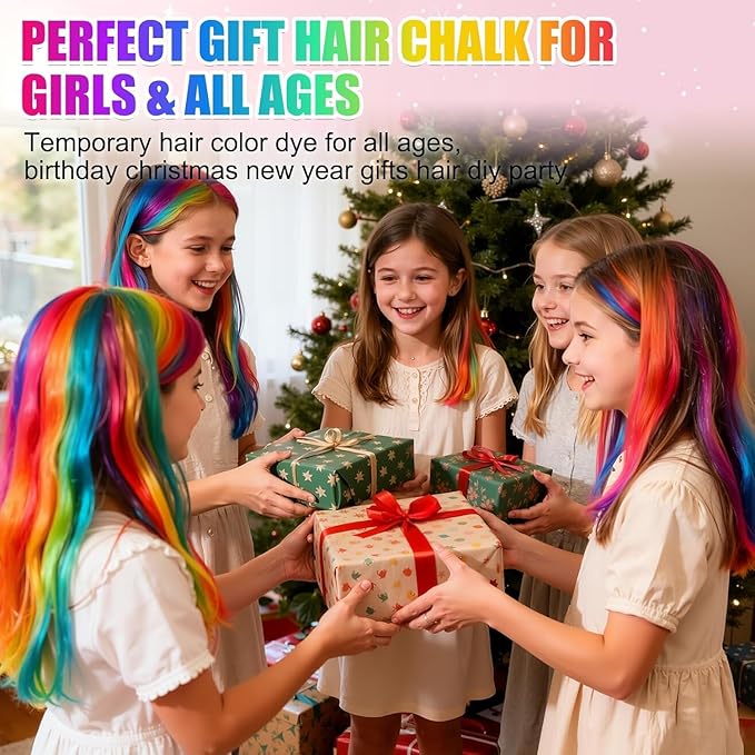 10 Colors Festive Fun Hair Chalk CombsInstant Hair Color Comb,Washable & Temporary Hair Color Dye for All Ages, Hair DIY Perfect for Birthday Party Christmas Gifts New Year