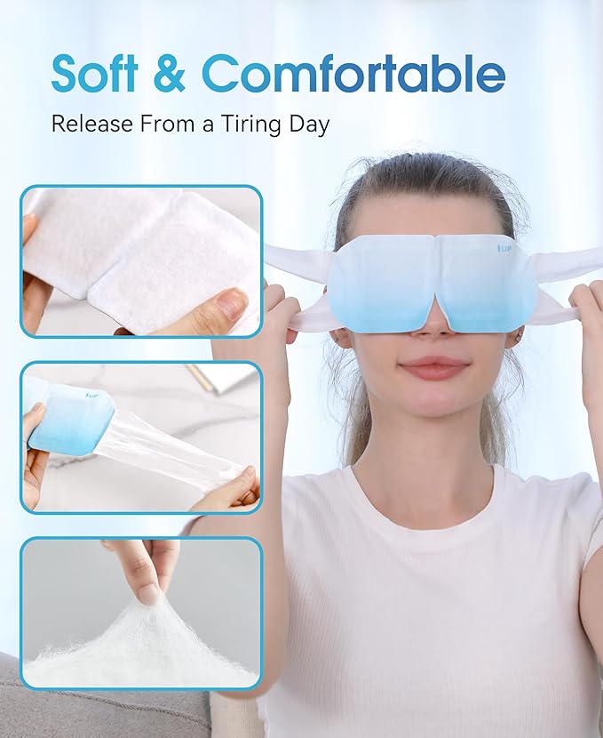 LC-dolida 14 Packs Steam Eye Mask, Hyaluronic Acid Formula Auto Heated Eye Mask for Dry Eyes SPA Warm Sleep Eye Mask Cornea Care Rest Self Heating Eye Mask Business Trip Party Favors Supplements