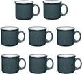 Set of 8 Ceramic Campfire Mugs – 15 Oz, Gray – Coffee & Tea Cups for Home, Work, Travel, Camping – Customizable, Great for DIY, Events, Companies