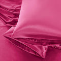 Aormenzy Satin Pillow Cases for Women Standard Size Set of 2, Hot Pink Satin Pillowcase for Hair with Envelope Closure Silky Pillow Covers Wrinkle, Fade Resistant (20x26 Inches)