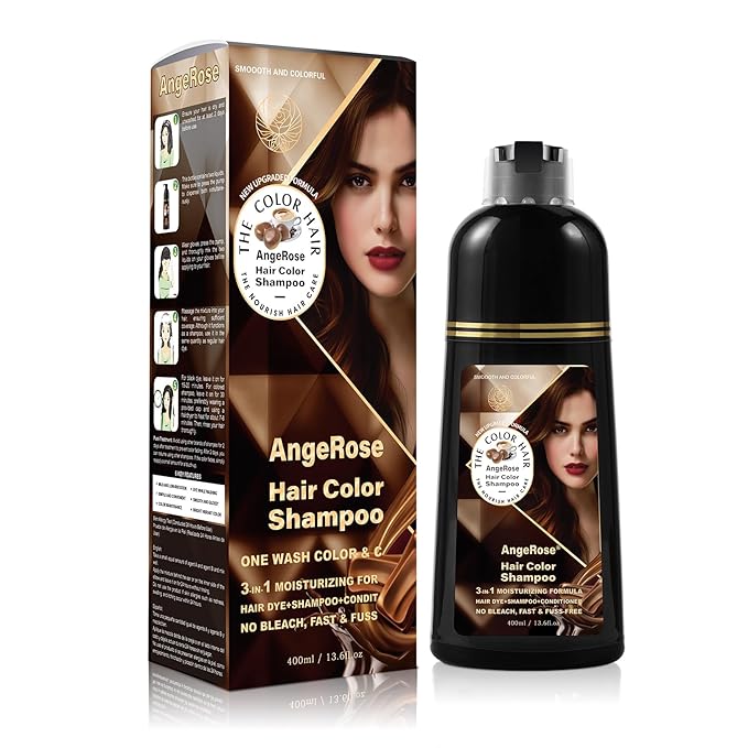 Chestnut Brown Hair Dye Shampoo 3 in 1, Natural Hair Dye to Cover Gray Hair, 400 ML