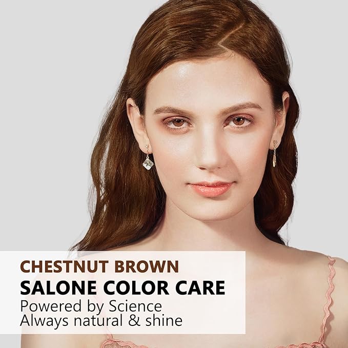 10 PCS Chestnut Brown Hair Dye Shampoo 3 in 1 Natural Hair Color Shampoo, Semi- Permanent Instant Hair Dye for Men & Women, 100% Grey Coverage Natural Hair Dye Shampoo (Chestnut brown)