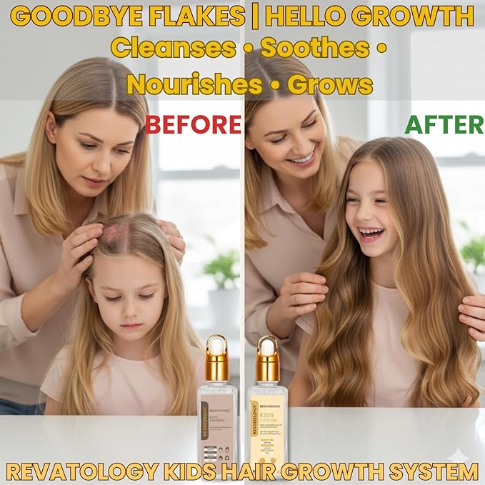 REVATOLOGY Kids & Baby Hair Growth System - Kids Hair Serum+Hair Oil Bundle (Made in USA) Natural, Chemical-Free, Nourishes, Strengthens & Promotes Healthy Growth – Safe Daily Formula for Boys & Girls